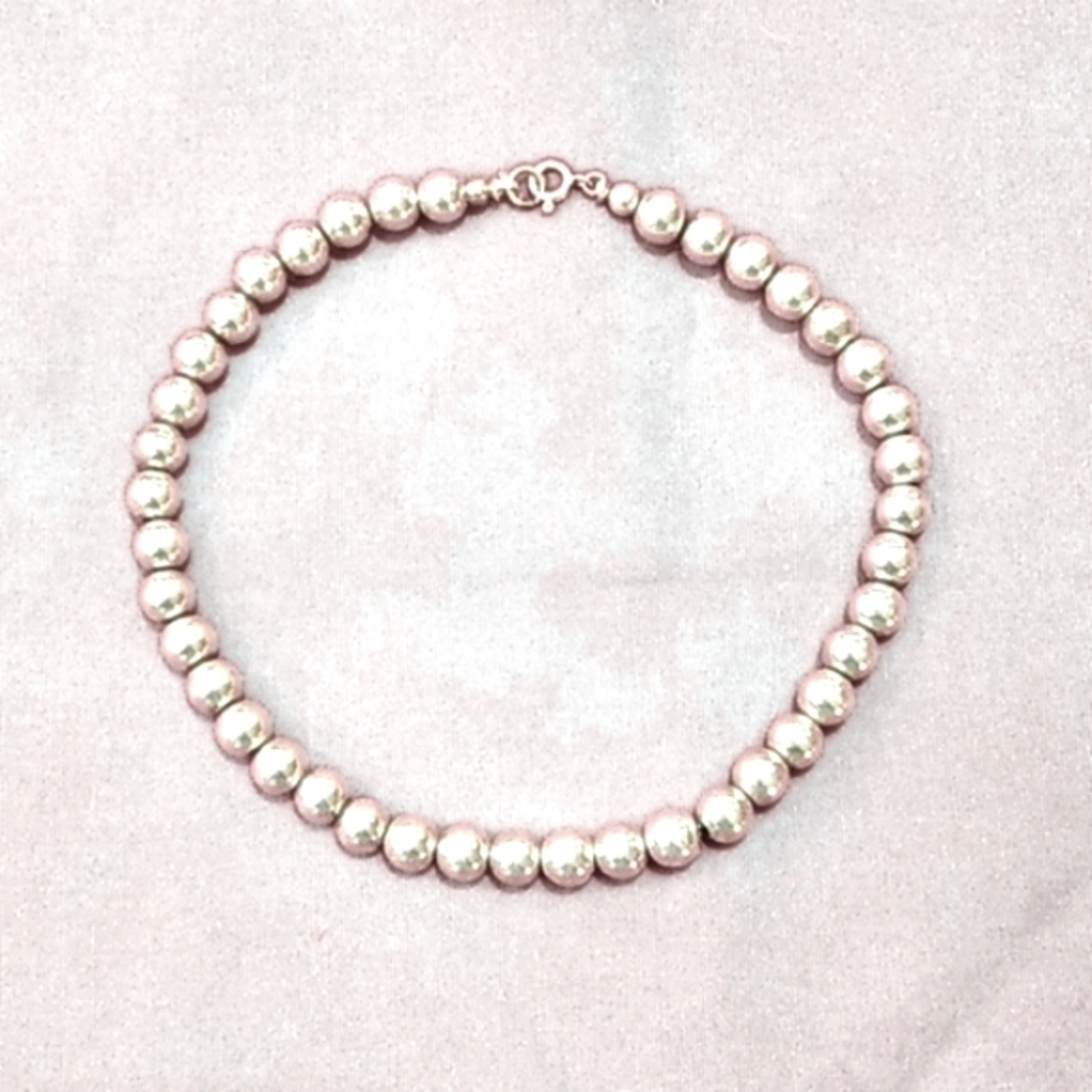 10" ankle Sterling silver bead bracelet